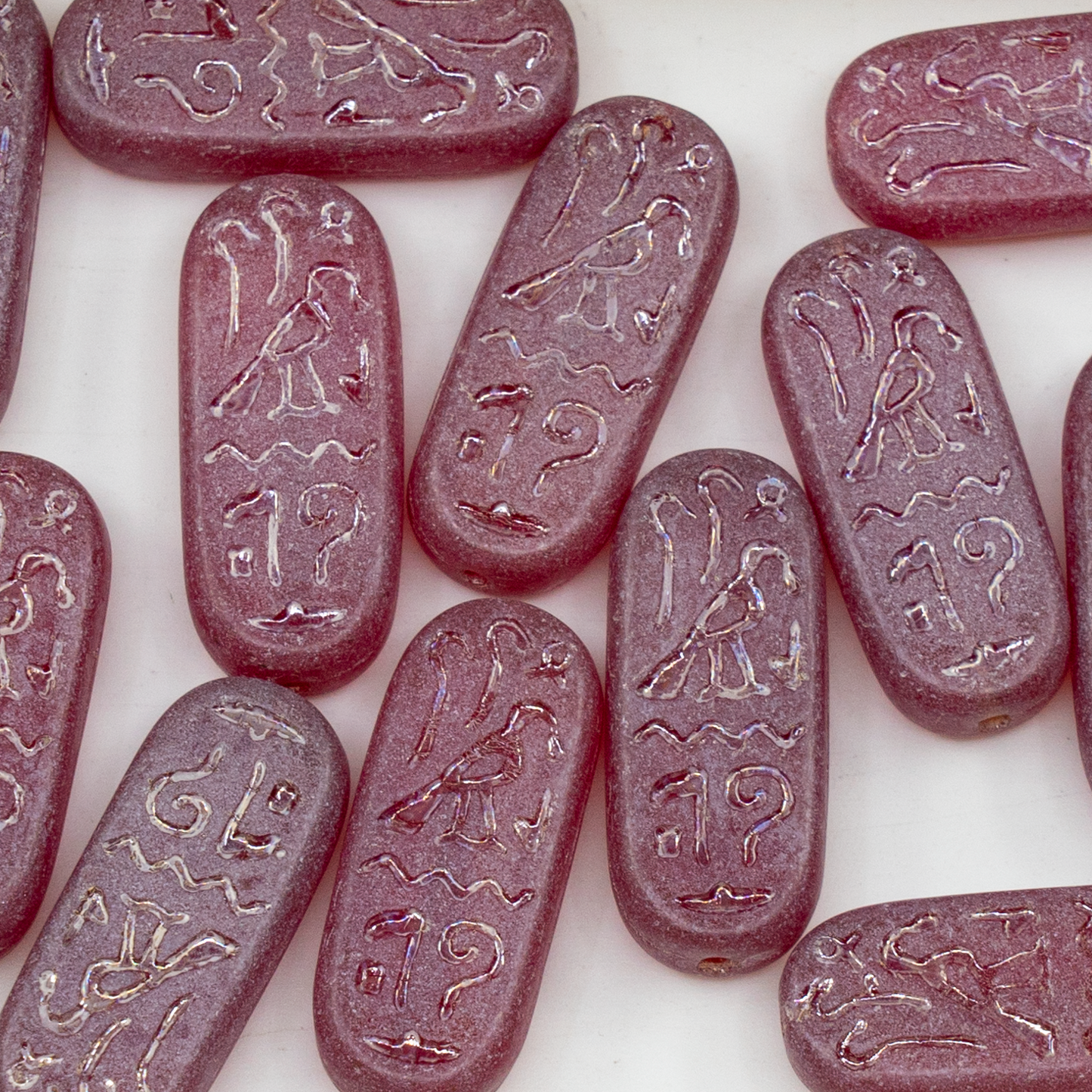 OUTLET 250g Egypt Rectangle Beads, 25 x 10 mm, Ruby Red Matte Hematite (90080-84110-14400), Glass, Czech Republic