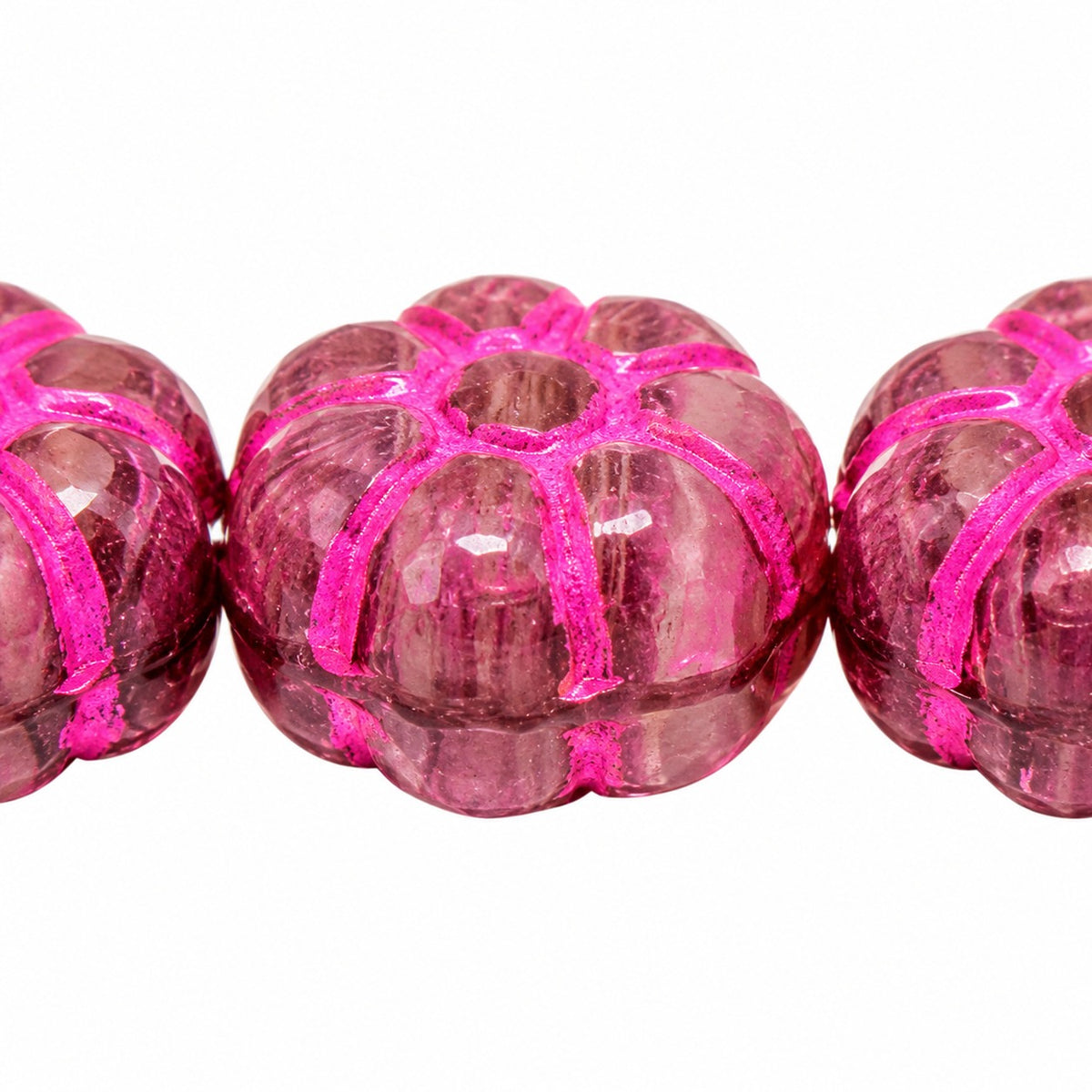 Flat Flower Beads, X1842 Pink Lined (x1842-46470), Glass, Czech Republic