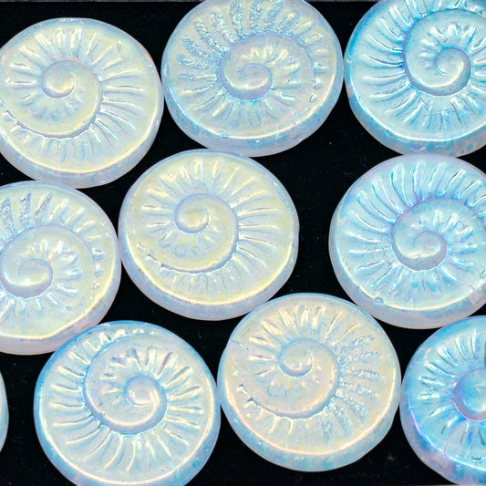 OUTLET 50 grams Fossil Shell Beads, 18 x 18 mm, Crystal AB 2x (00030-28703), Glass, Czech Republic