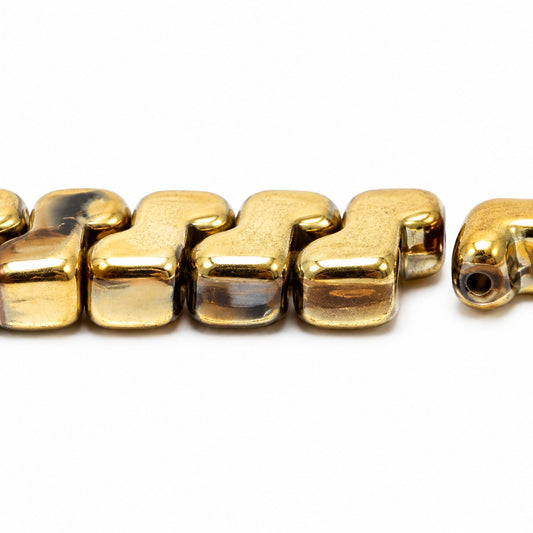 2-Hole Pressed Beads, Crystal Full Gold (00030-26440), Glass, Czech Republic