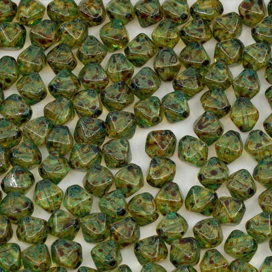 OUTLET 250g/50g Bicone Beads, 6 x 6 mm, Crystal Travertin Light Aqua Blue (00030-86800-34308), Glass, Czech Republic