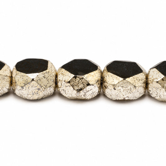 Cut & Faceted Fire Polished Beads, Black Antique Silver Patina (23980-81002), Glass, Czech Republic
