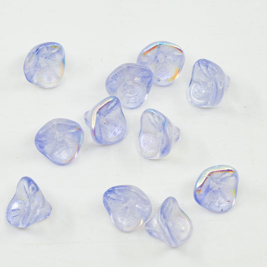 OUTLET 10 grams Daylily Flower Beads, 10 x 12 mm, Crystal Ab Purple (00030-AB-purple), Glass, Czech Republic