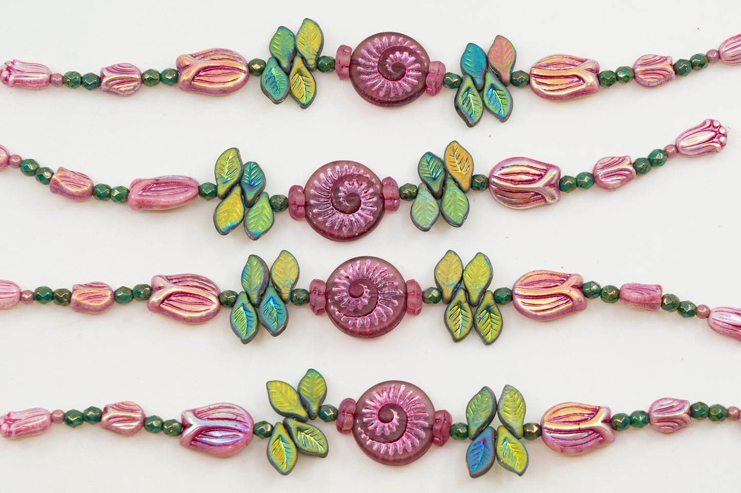 アウトレット 1個 ストランドビーズ ミックスストランド ピンクチューリップ