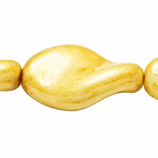 Curved Oval Beads, Chalk White Luster Brown Full Coated (03000-14413), Glass, Czech Republic