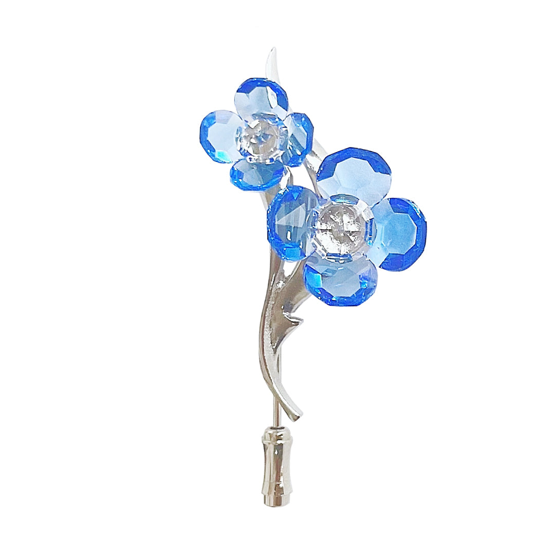 Brooch Flower Jewelry Metal Jewelry, Czech Crystal Glass Preciosa, Czech Bohemia PRECIOSA BEAUTY Jewelry, Blue