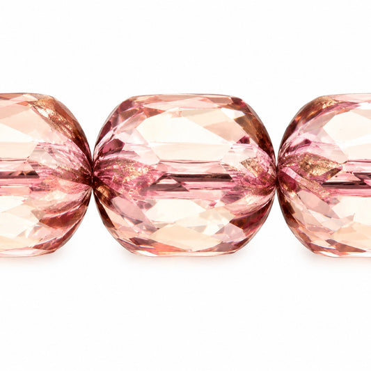 Faceted Fire Polished Beads Special Cut, Transparent Pink Luster Violet Full Coated (70110-14496), Glass, Czech Republic