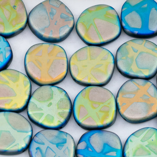 OUTLET 250g/50g Coin Beads, 15 x 15 mm, Batika Mixed Colors 214 (BATIKA-MIX-214), Glass, Czech Republic