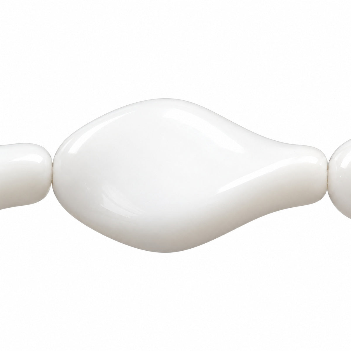 Curved Oval Beads, Chalk White (03000), Glass, Czech Republic