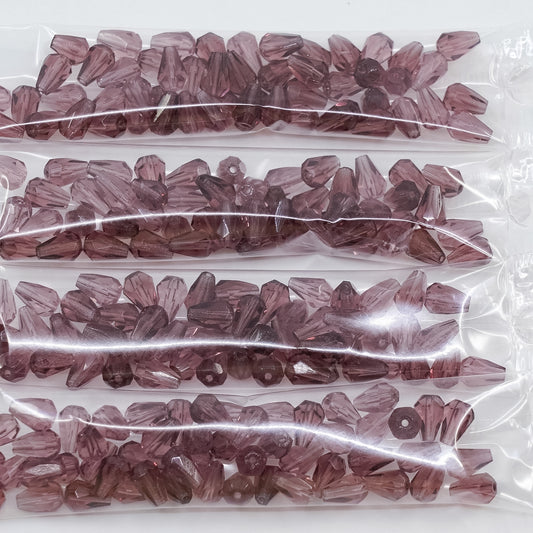 OUTLET 10 grams Pear Teardrop Beads Faceted Fire Polished, 10 x 7 mm, Amethyst (20060), Glass, Czech Republic