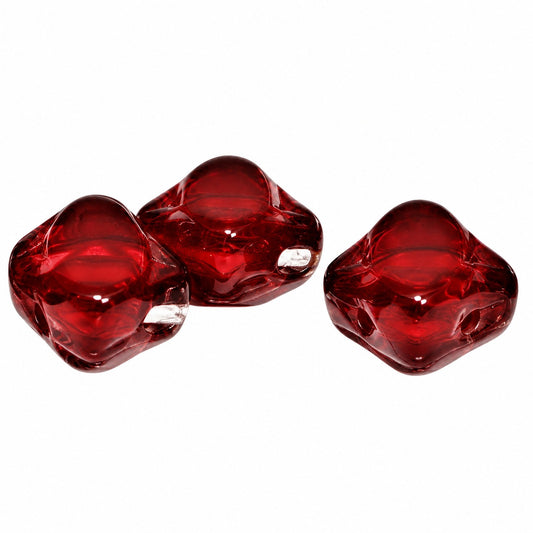 Silky 2-Hole Square Beads, Transparent Red (90110), Glass, Czech Republic