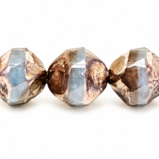 Special Cut Faceted Fire Polished Beads. Smashed, X3058 Bronze (x3058-14415), Glass, Czech Republic