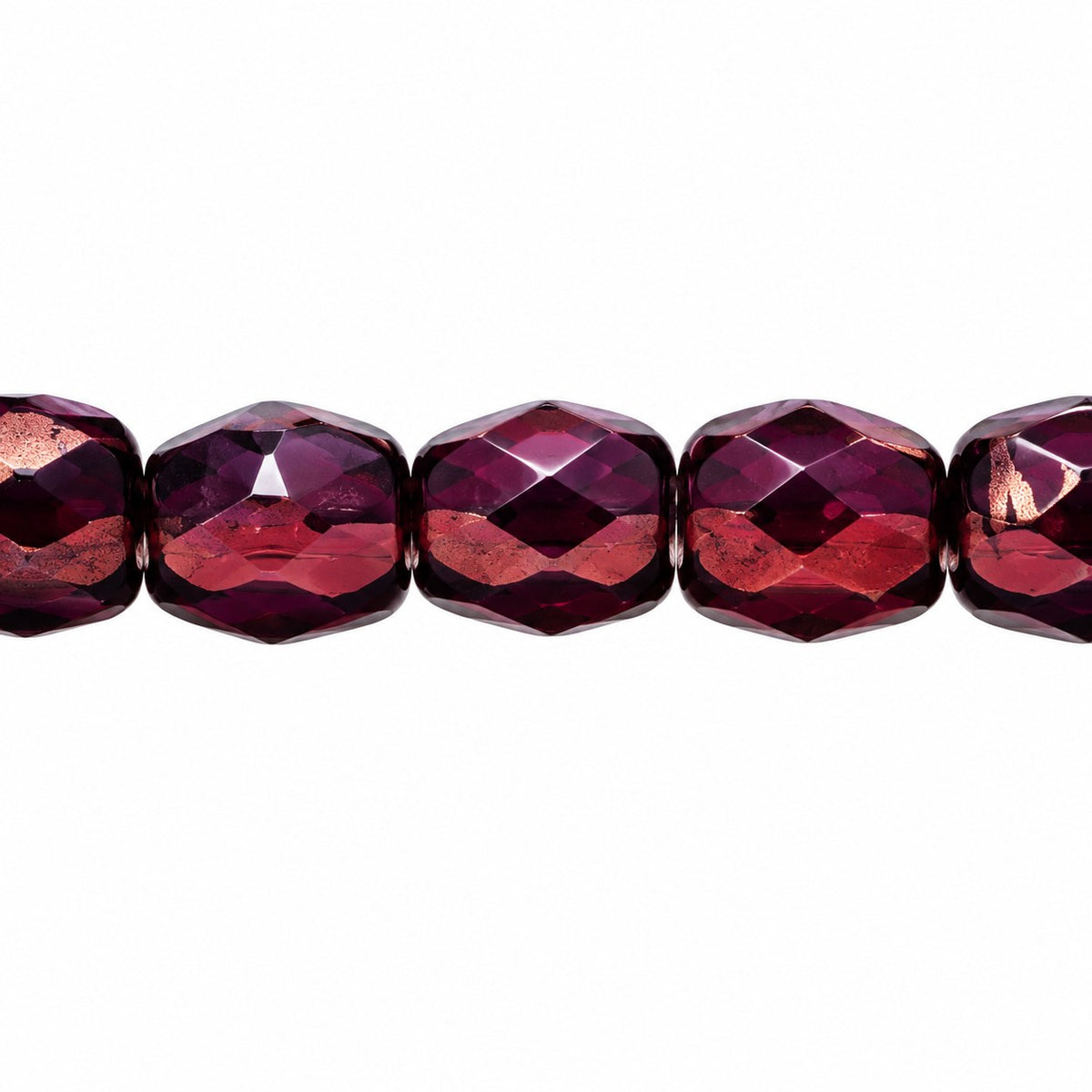 Oval Faceted Beads, Chalk White Purple (03000-15726), Glass, Czech Republic