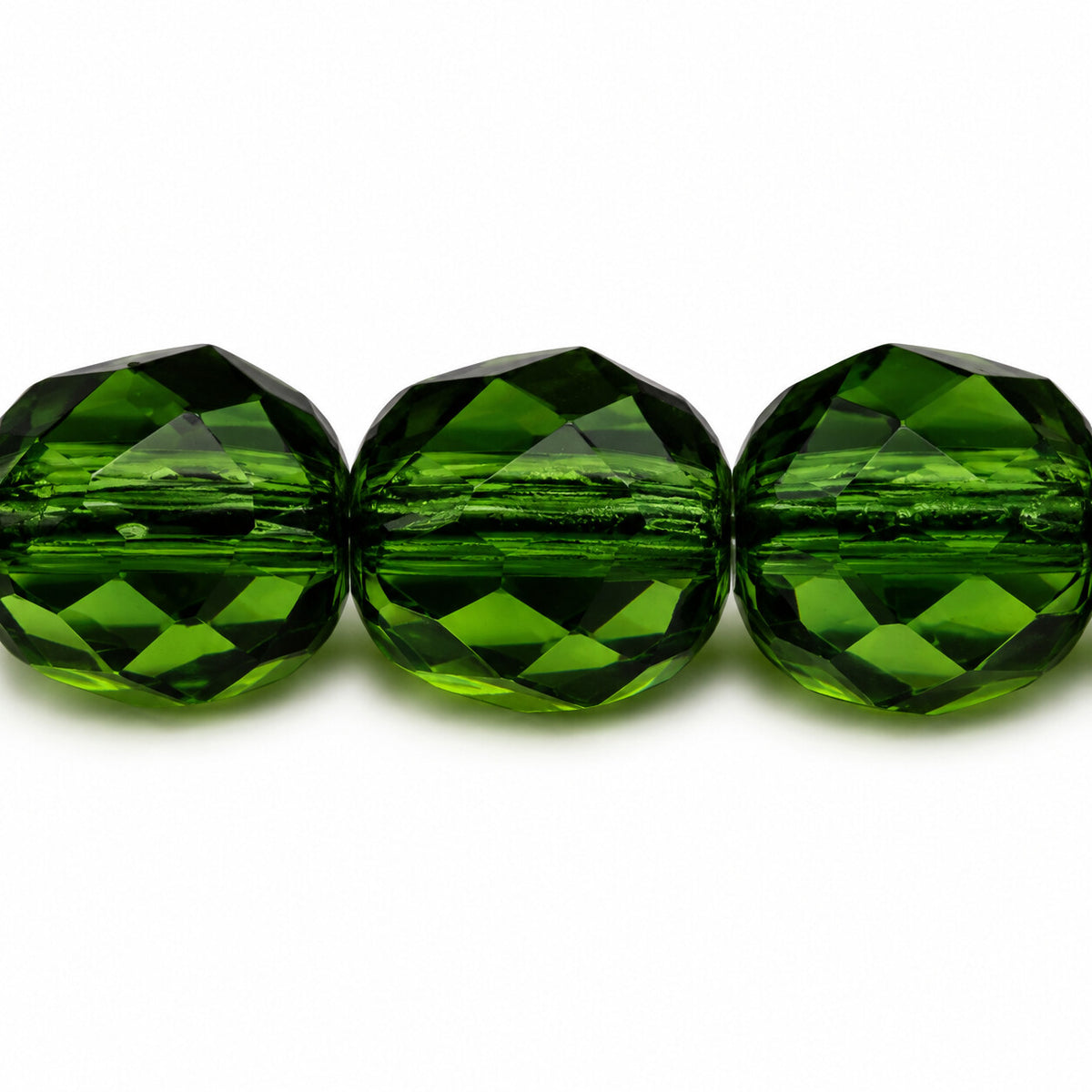 Faceted Special Cut Beads, Transparent Green (50250), Glass, Czech Republic