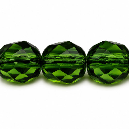 Faceted Special Cut Beads, Transparent Green (50250), Glass, Czech Republic