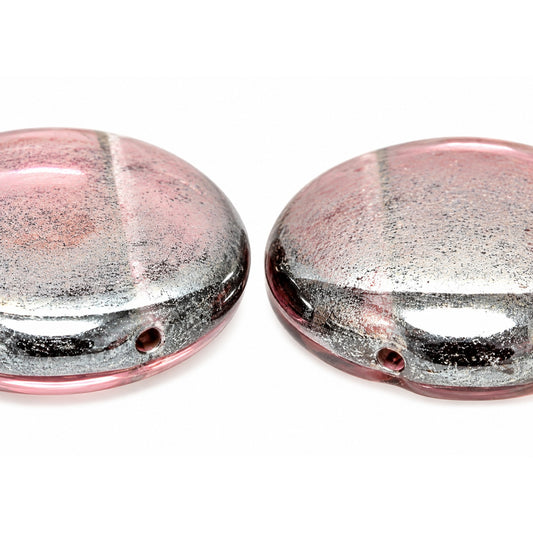 2-Hole Coin Beads, Amethyst Hematite (20060-14400), Glass, Czech Republic