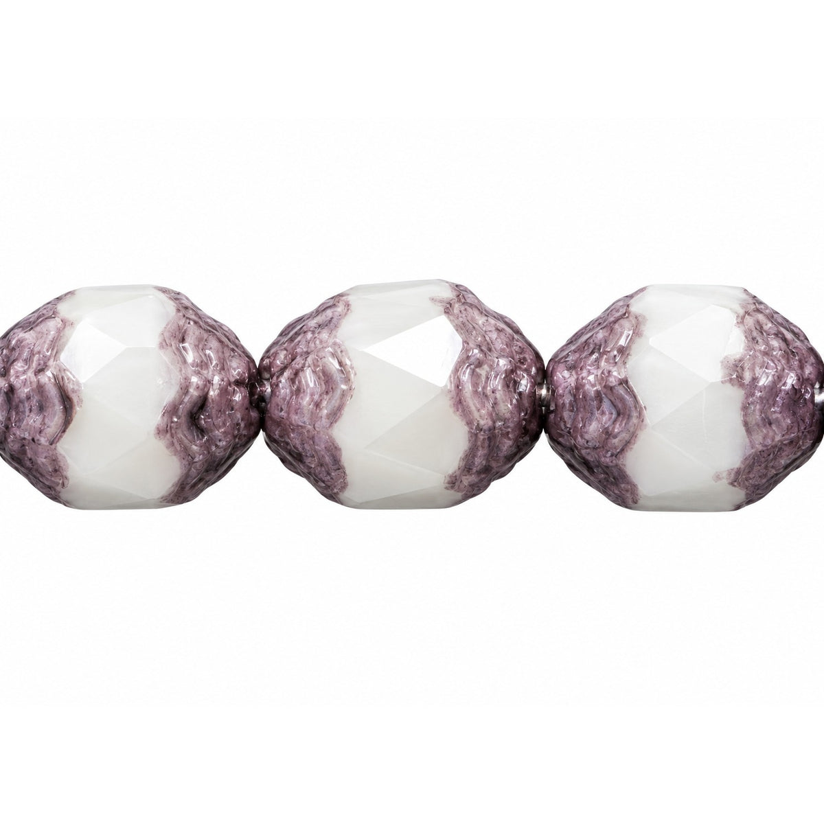 Special Cut Faceted Fire Polished Beads, Chalk White Bronze (03000-14415), Glass, Czech Republic