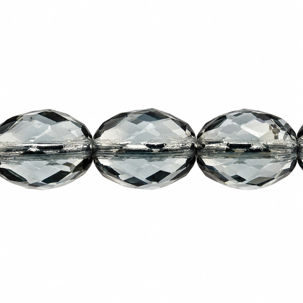 Oval Faceted Beads, Transparent Dark Blue (30320), Glass, Czech Republic