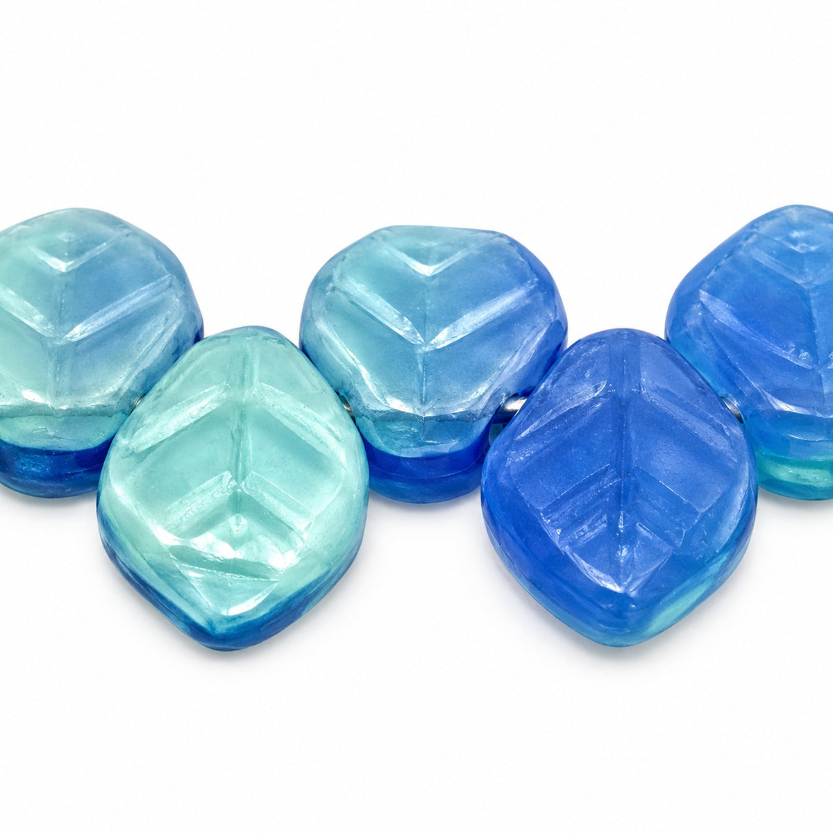 Small Leaf Pressed Beads, X1053 (x1053), Glass, Czech Republic