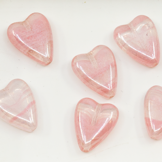 OUTLET 10 grams Elongated Heart Beads, Silky Pink Hematite (76027-14400), Glass, Czech Republic