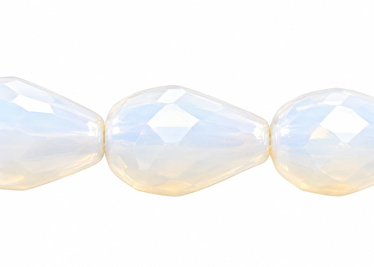 Faceted Fire Polished Beads Special Cut, Opal White (01000), Glass, Czech Republic