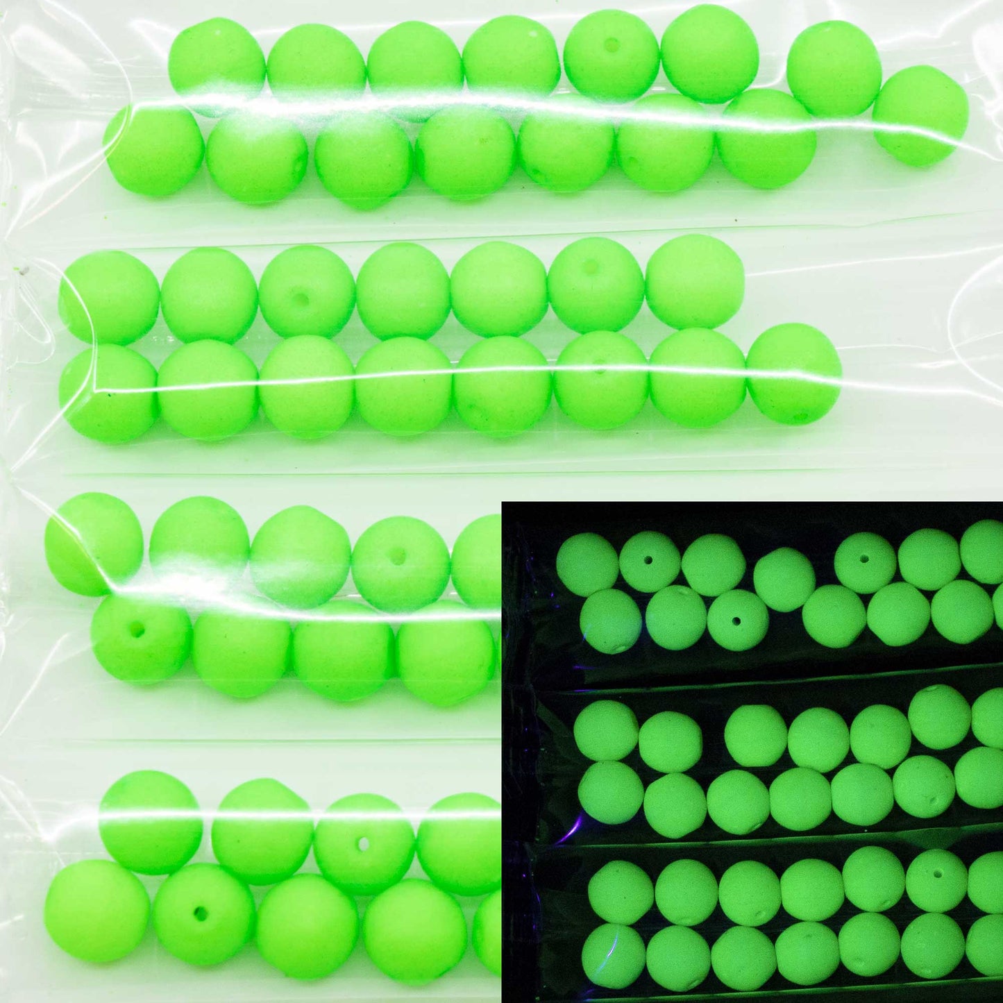 OUTLET 10 克圆形 Druck 珠子，8 x 8 毫米，粉笔白色 79750 (03000-79750)，玻璃，捷克共和国