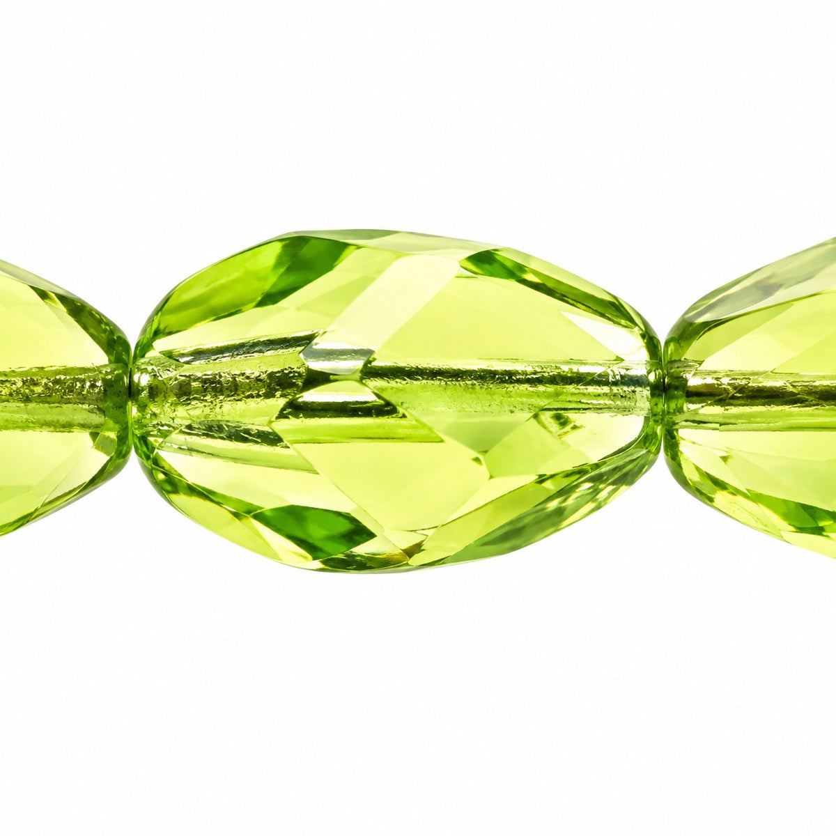 Faceted Special Cut Beads, Transparent Green (50400), Glass, Czech Republic