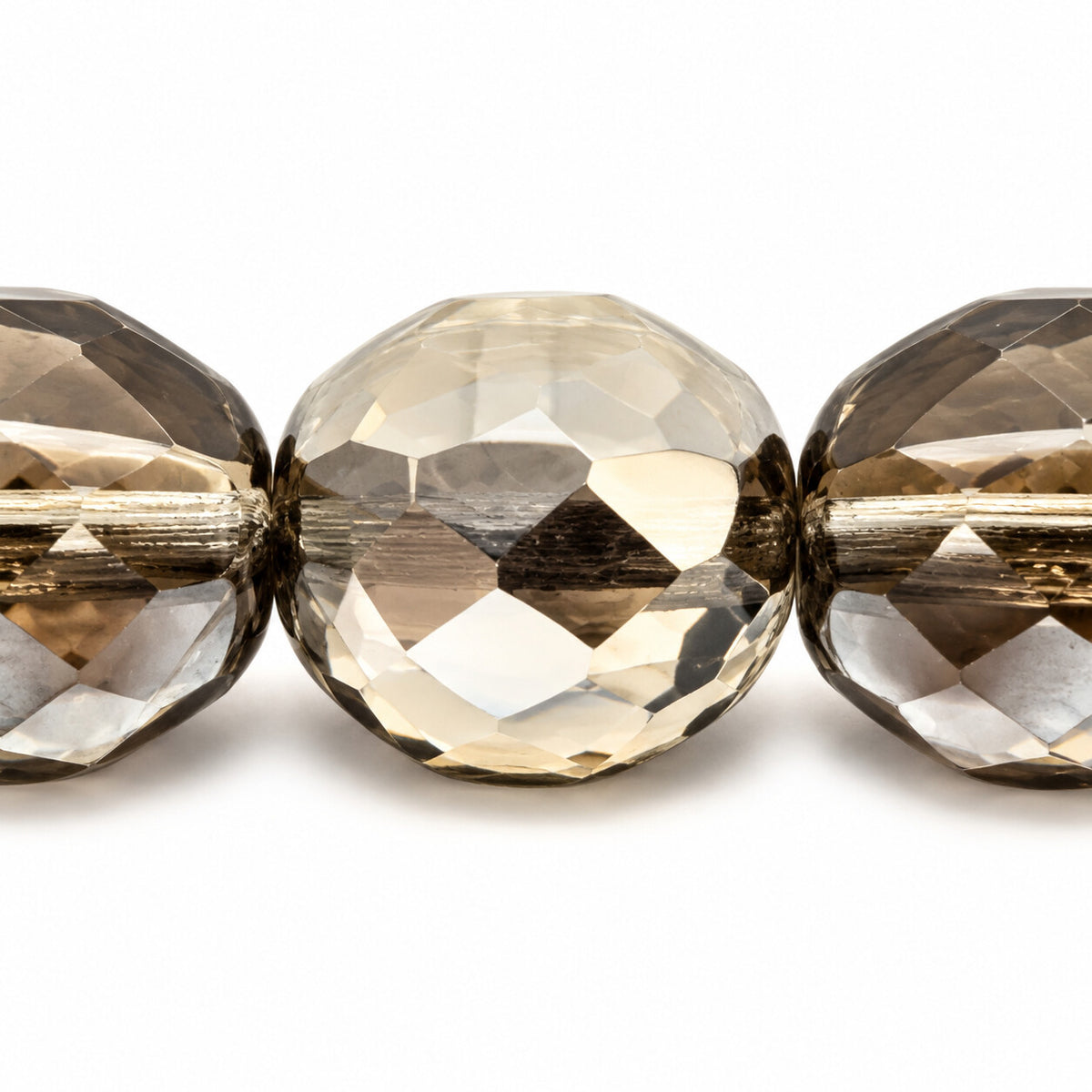 Faceted Special Cut Beads, Gray Chrom (40010-27401), Glass, Czech Republic