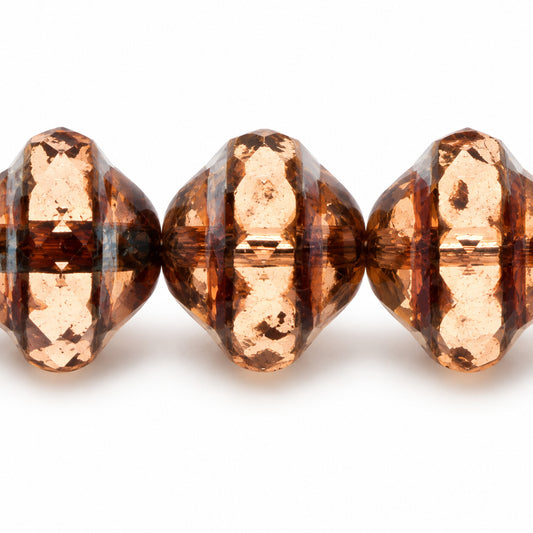 Faceted Special Cut Beads Ufo, Transparent Pink Stain Strong (70120-86805), Glass, Czech Republic