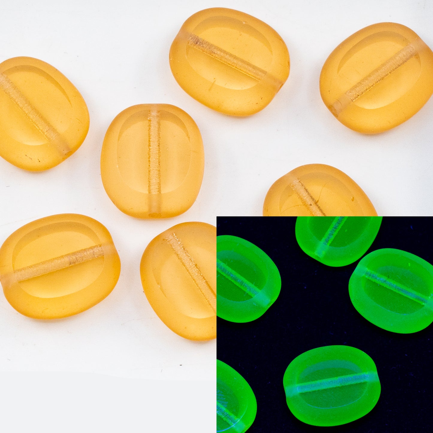 OUTLET 10 grams Table Cut Round Candy Beads, 14 x 12 mm, Transparent Pink Uranium Matte (70990-84110), Glass, Czech Republic