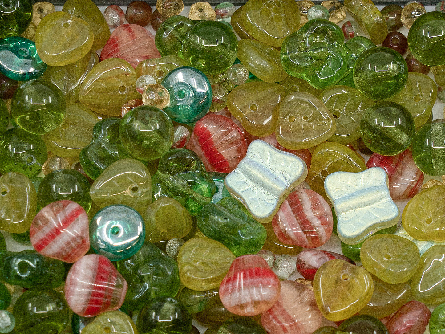 OUTLET Mix Of Unique Czech Bohemia Glass Pressed Beads,  mm, Glass, Czech Republic