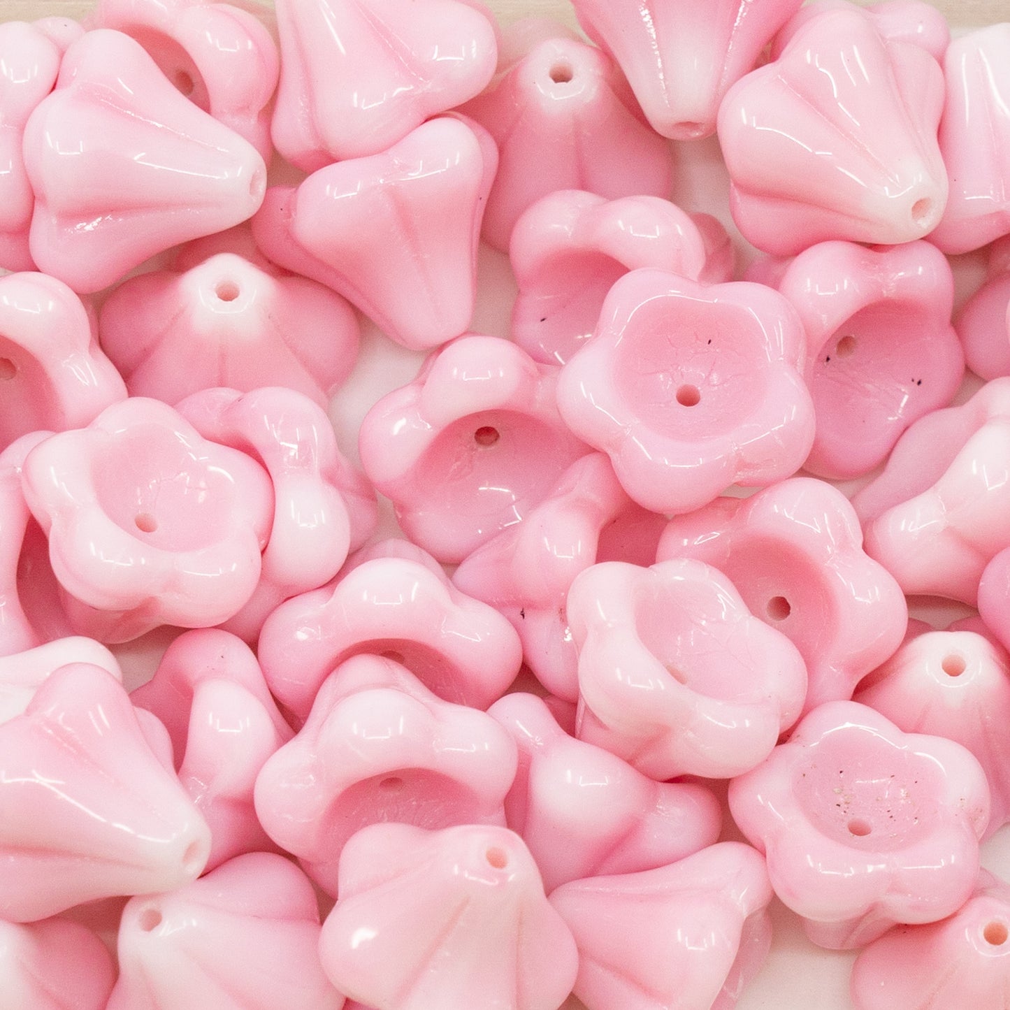 OUTLET 10 grams Bell Flower Beads, 11 x 13 mm, Opaque Pink (73010), Glass, Czech Republic