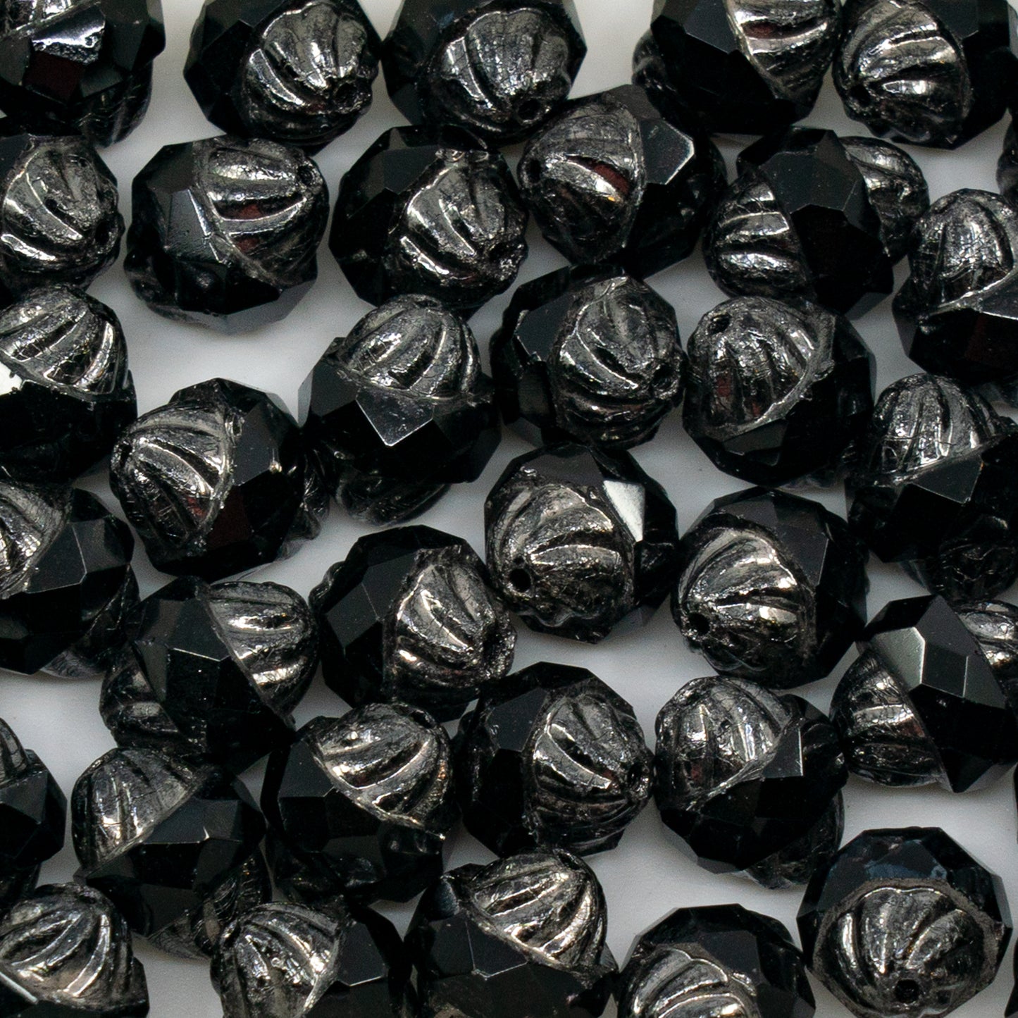 OUTLET 10g Faceted Special Cut Beads, 11 x 10 mm, Black Platin (23980-13702), Glass, Czech Republic