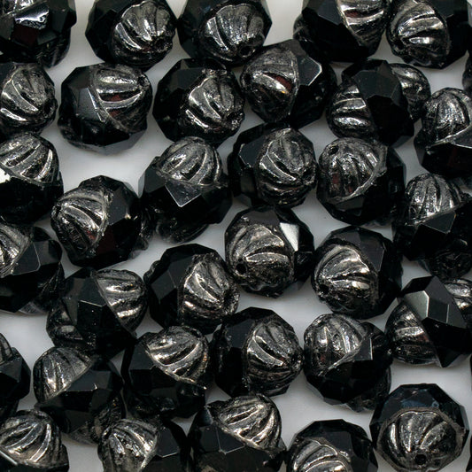 OUTLET 10g Faceted Special Cut Beads, 11 x 10 mm, Black Platin (23980-13702), Glass, Czech Republic