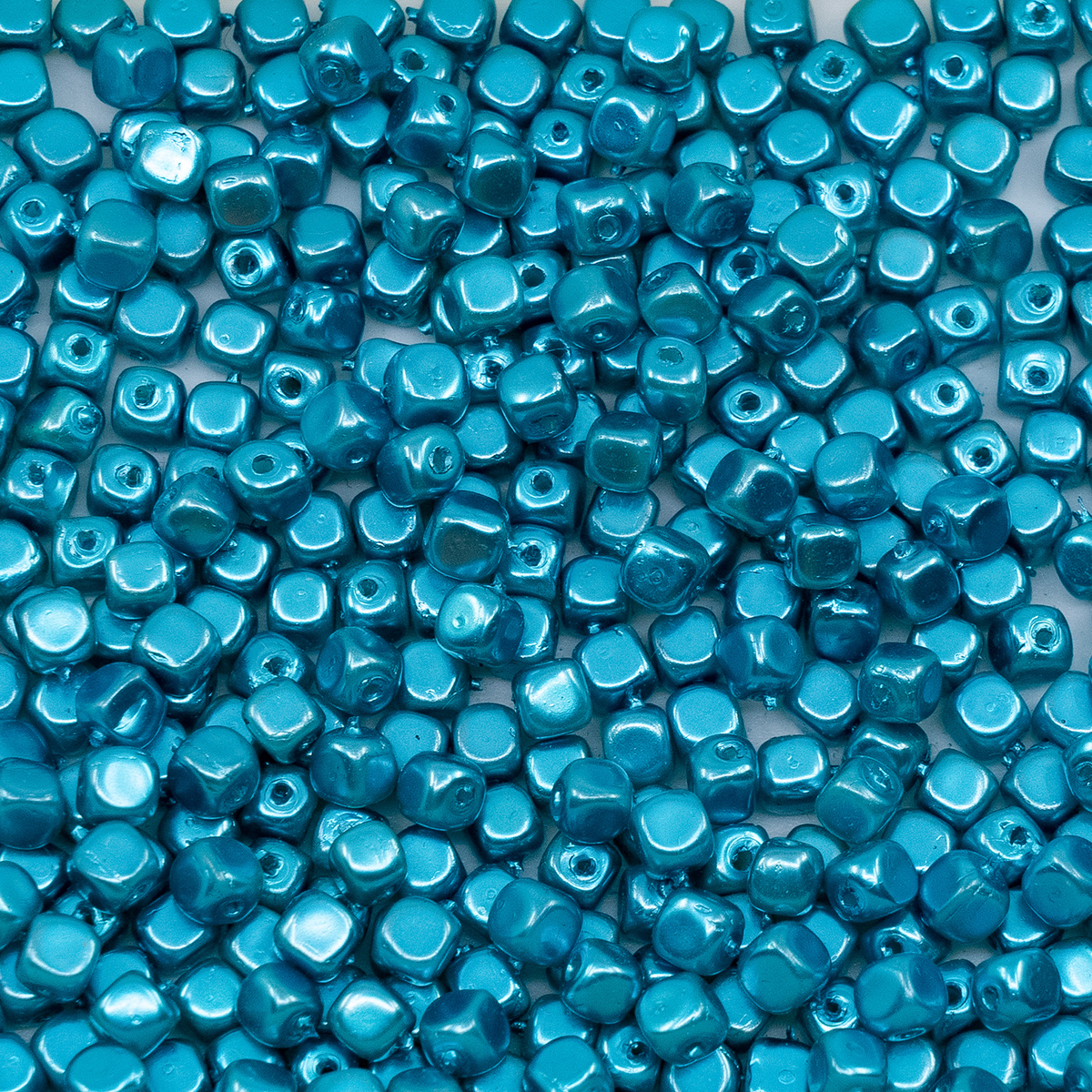 OUTLET 250g/50g Cube Beads, 4 x 4 mm, Blue Pearl (blue-pearl), Glass, Czech Republic