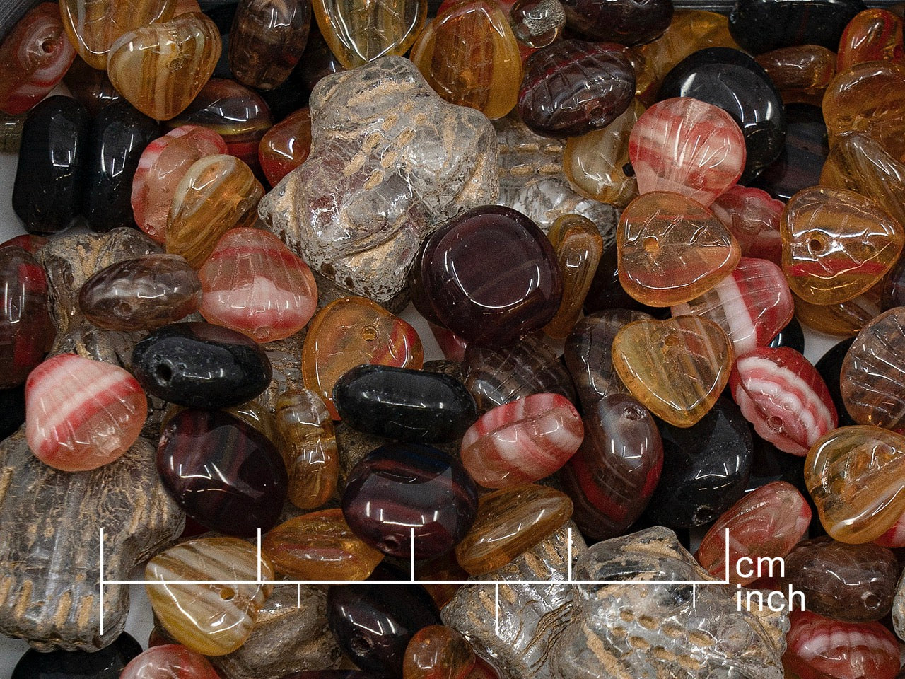 OUTLET Mix Of Unique Czech Bohemia Glass Pressed Beads,  mm, Glass, Czech Republic