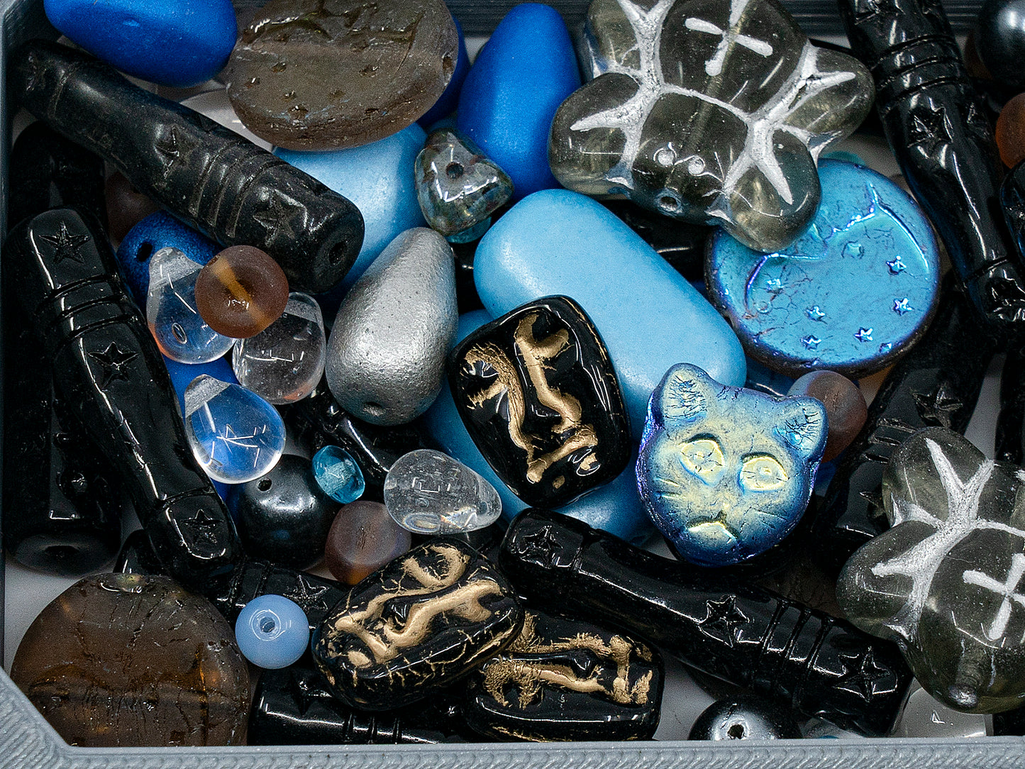 OUTLET 独特的捷克波西米亚玻璃压制珠组合，毫米，玻璃，捷克共和国