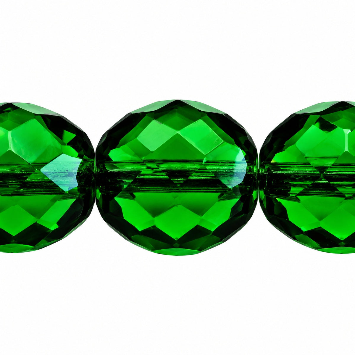 Faceted Round Fire Polished Beads, Emerald Green (50120), Glass, Czech Republic