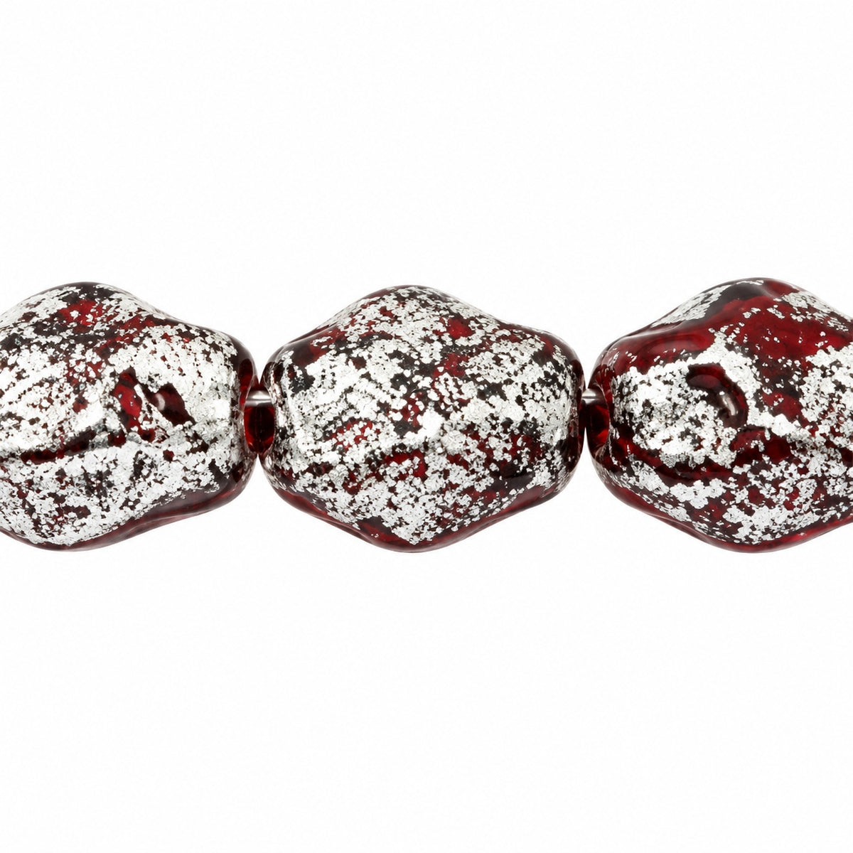 Big Oval Beads, Transparent Orange Terracotta Silver (90030-15481), Glass, Czech Republic