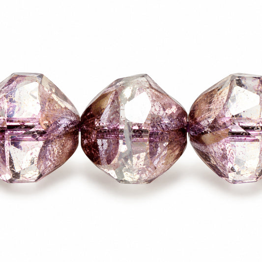 Special Cut Faceted Fire Polished Beads. Smashed, T1014 Bronze (t1014-14415), Glass, Czech Republic