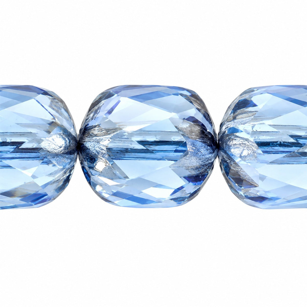 Faceted Fire Polished Beads Special Cut, Transparent Blue Platin (30040-13702), Glass, Czech Republic