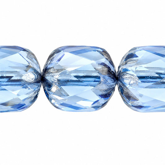 Faceted Fire Polished Beads Special Cut, Transparent Blue Platin (30040-13702), Glass, Czech Republic