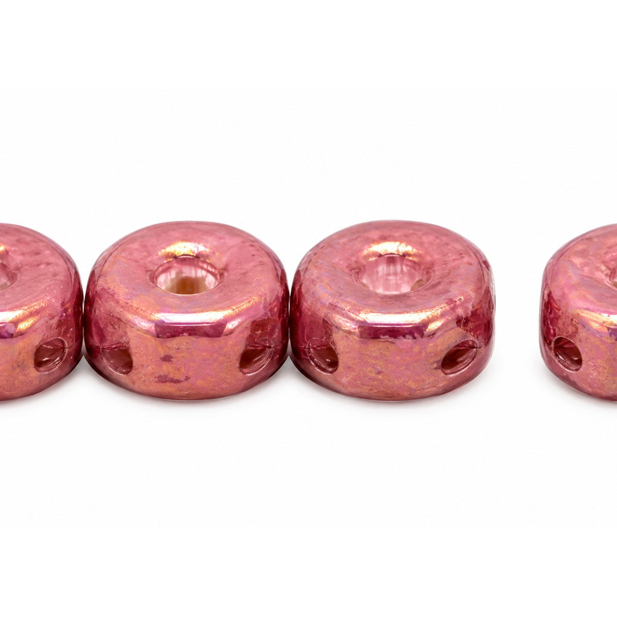 Triple Hole Beads, Crystal, Transparent 111-77-794 8X4Mm 00030, Chalk White Luster Violet Full Coated (03000-14496), Glass, Czech Republic