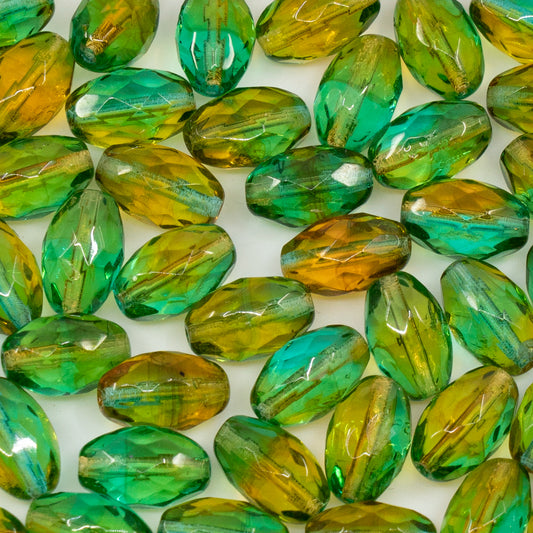 アウトレット 10グラム オーバルファセットビーズ、12 x 8 mm、T0060 (t0060)、ガラス、チェコ共和国