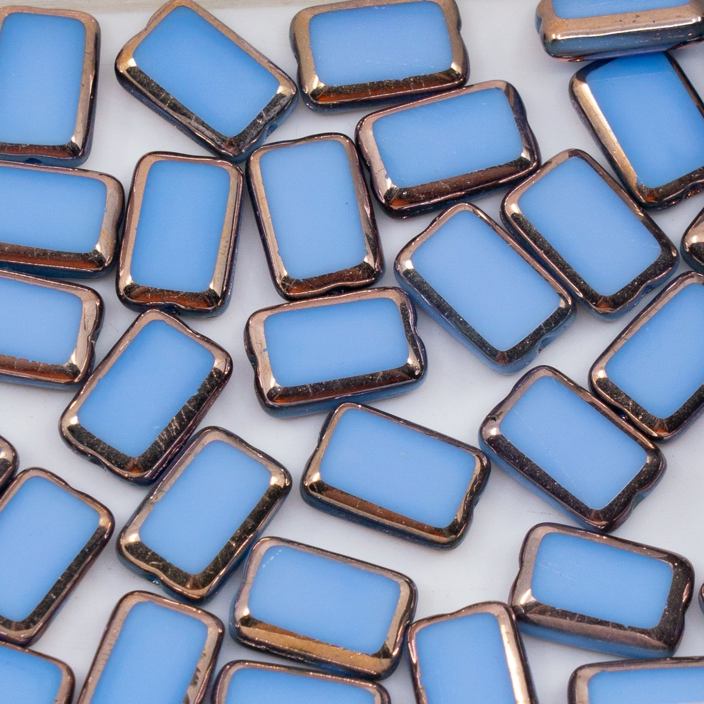 OUTLET 250g/50g Table Cut Rectangle Beads, 12 x 8 mm, Opaque Light Blue 27103 (33010-27103), Glass, Czech Republic