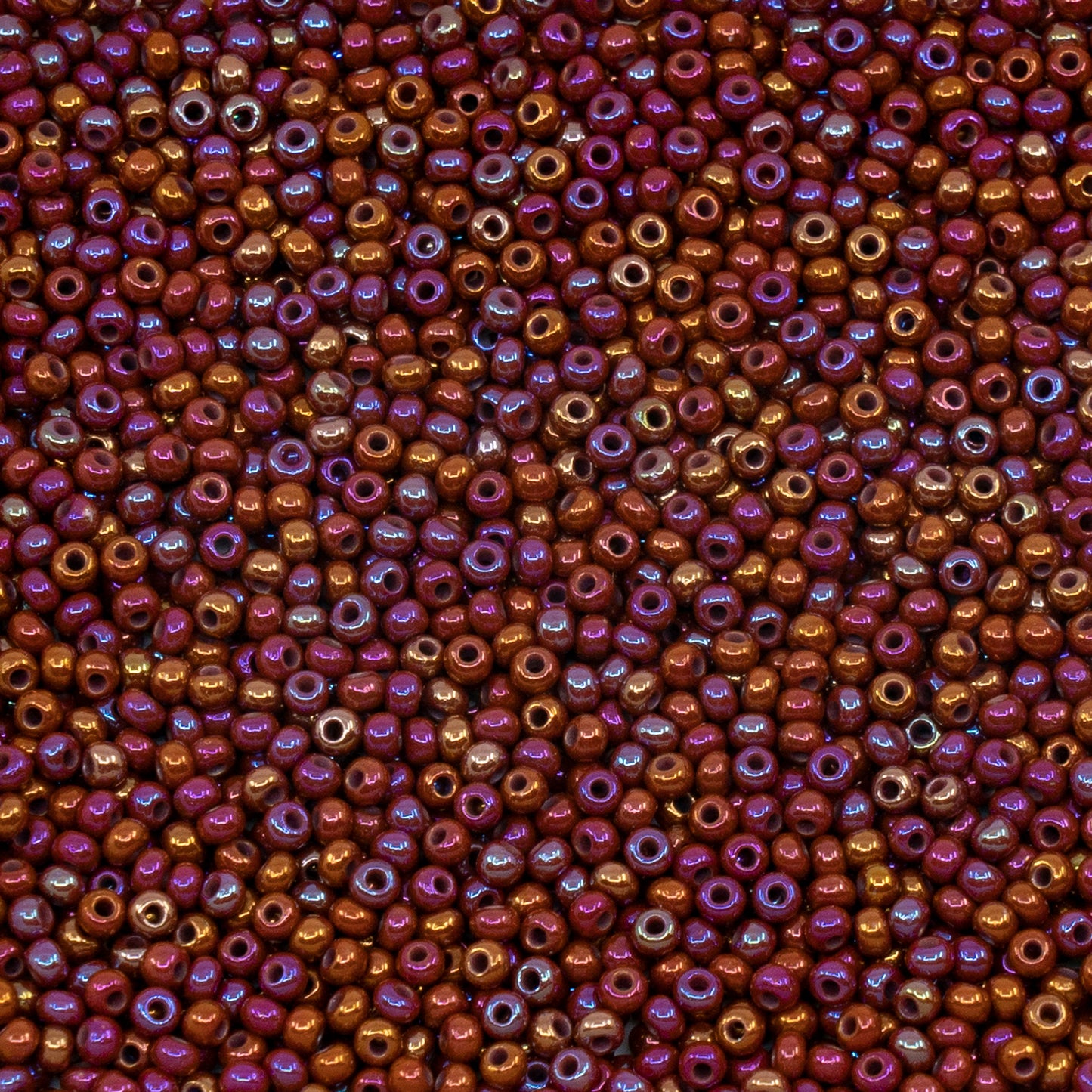 OUTLET 10 grams Preciosa Ornela Seed Beads, Round Hole, Loose, 10/0, opaque brown "tango", rainbow (14600), Glass, Czech Republic