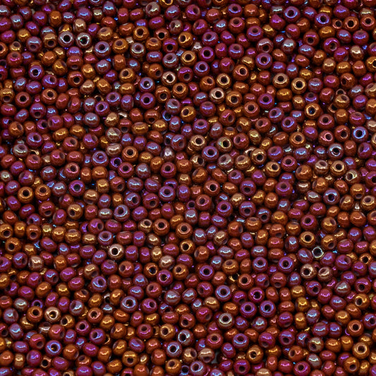 OUTLET 10 grams Preciosa Ornela Seed Beads, Round Hole, Loose, 10/0, opaque brown "tango", rainbow (14600), Glass, Czech Republic
