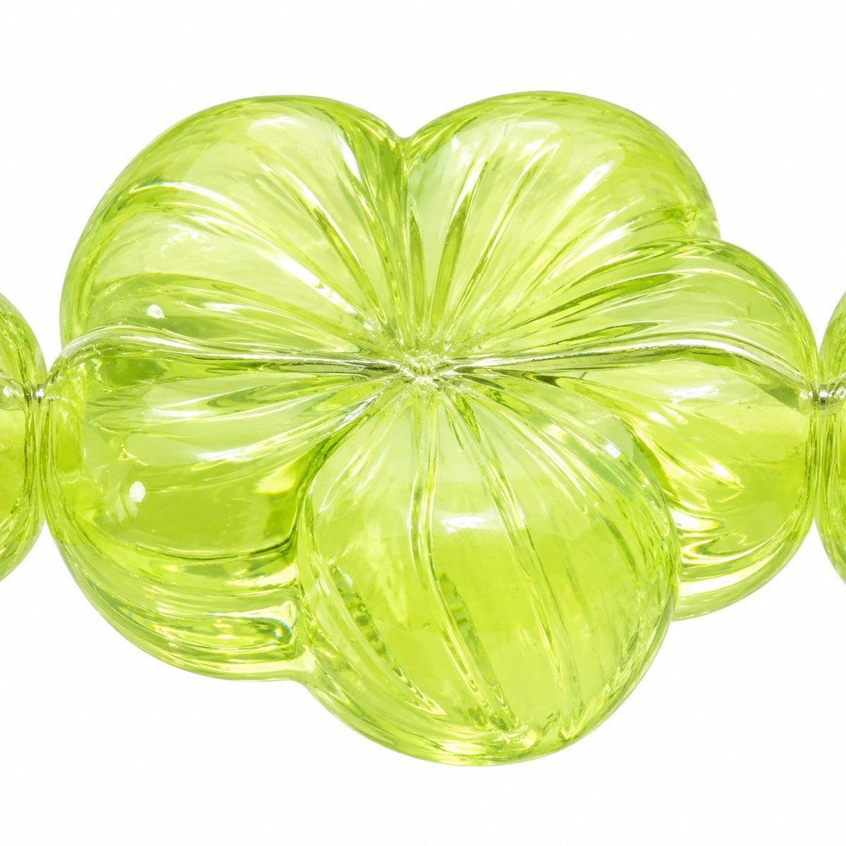 Pressed Hibiskus Flower Beads, Transparent Green (50200), Glass, Czech Republic