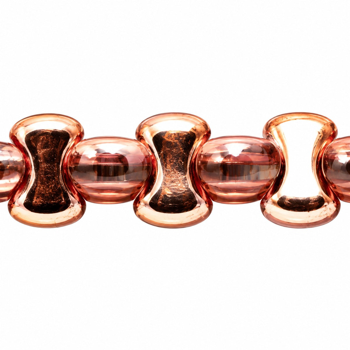 Shaped Pressed Beads, Crystal Rose Gold Capri (00030-27101), Glass, Czech Republic