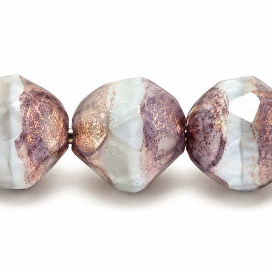 Special Cut Faceted Fire Polished Beads. Smashed, X2996 Bronze (x2996-14415), Glass, Czech Republic